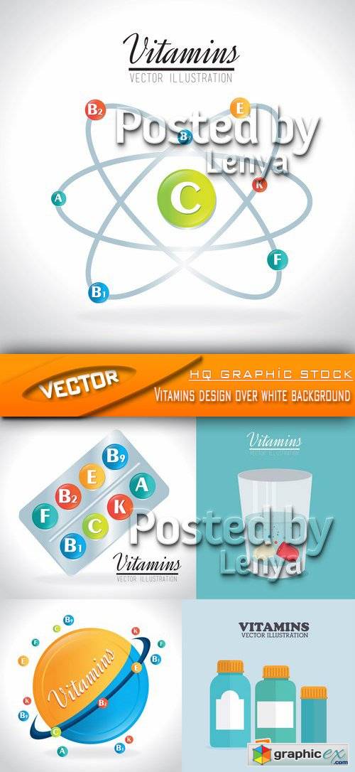 Stock Vector - Vitamins design over white background
