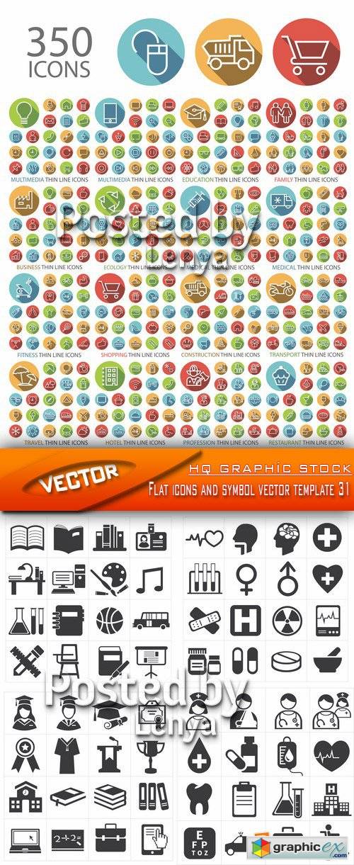Flat icons and symbol vector template 31