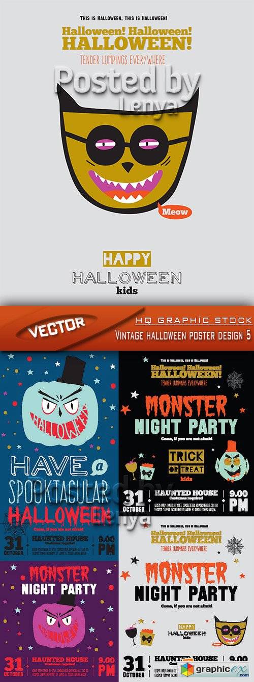 Stock Vector - Vintage halloween poster design 5