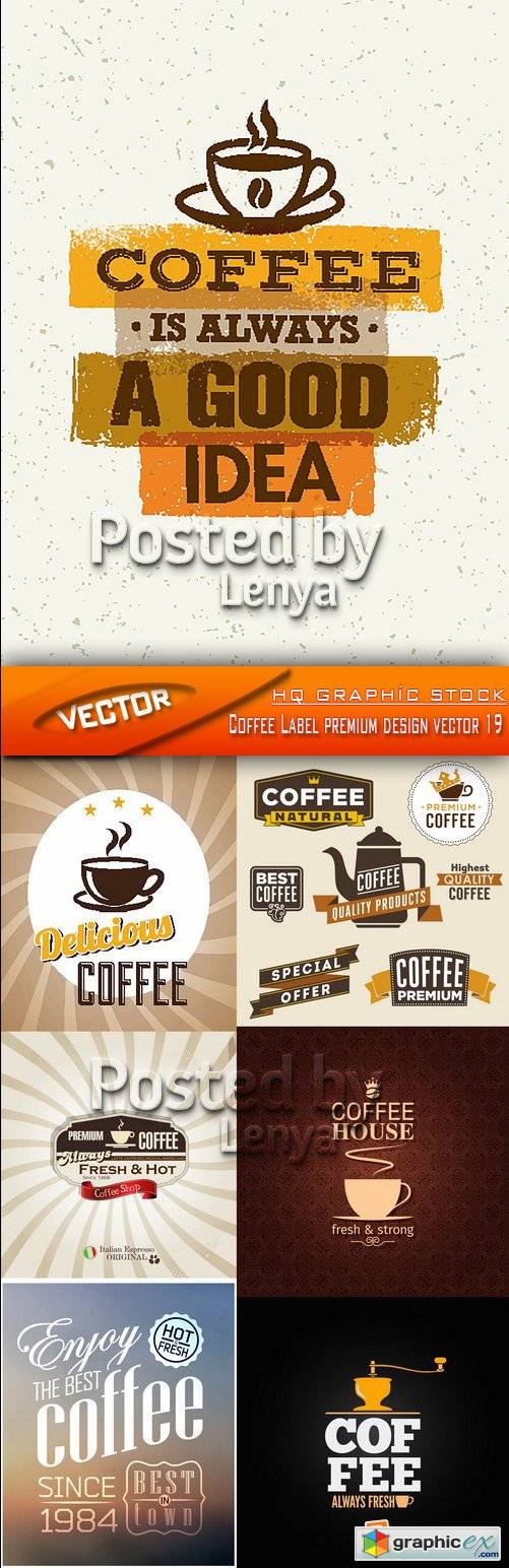Stock Vector - Coffee Label premium design vector 19