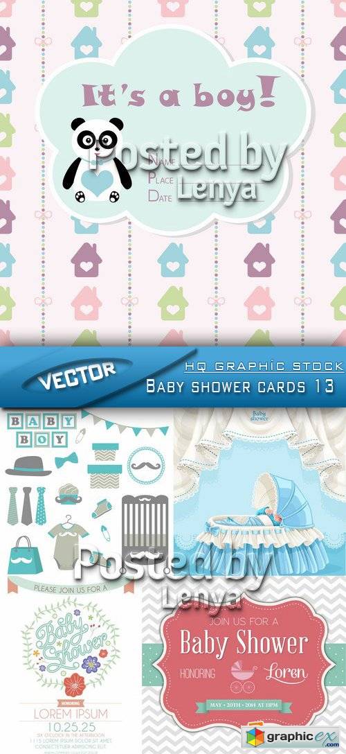 Stock Vector - Baby shower cards 13