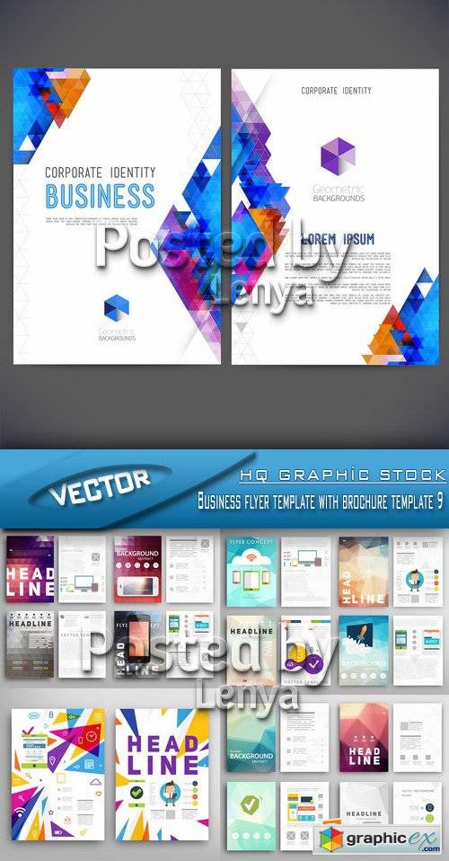 Stock Vector - Business flyer template with brochure template 9