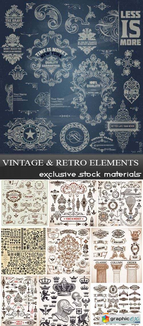 Vintage and Retro Design Elements, 25xEPS