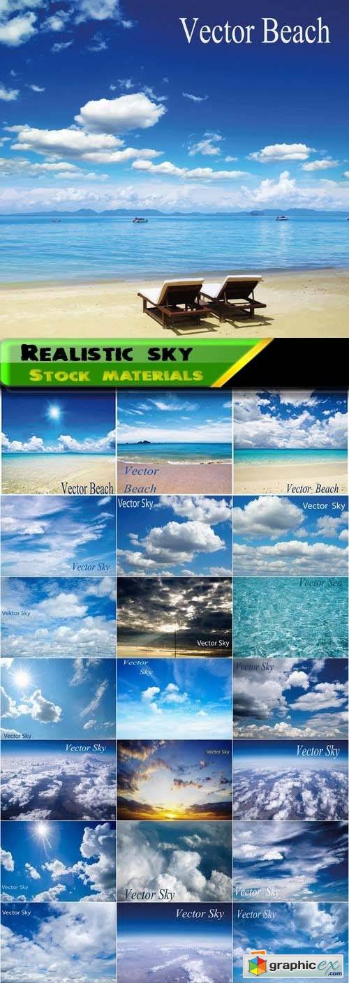 Realistic sky and sea and beach backgrounds 25xEPS