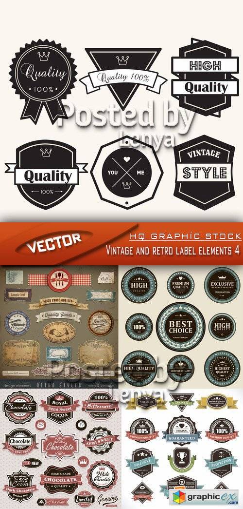 Stock Vector - Vintage and retro label elements 4
