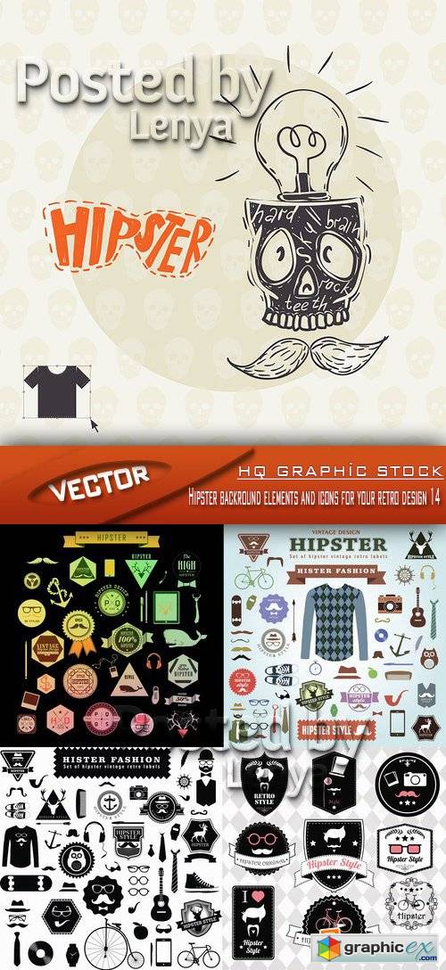 Stock Vector - Hipster backround elements and icons for your retro design 14