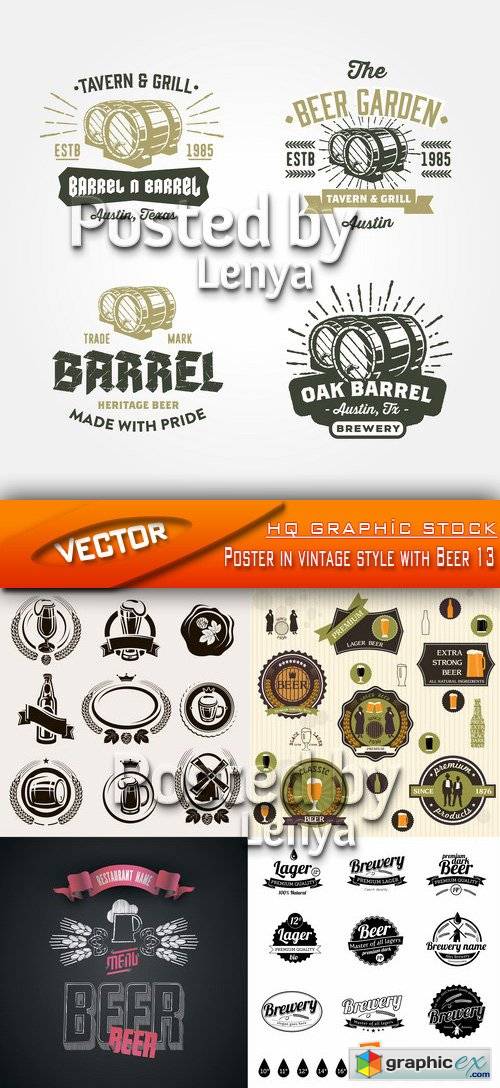 Stock Vector - Poster in vintage style with Beer 13
