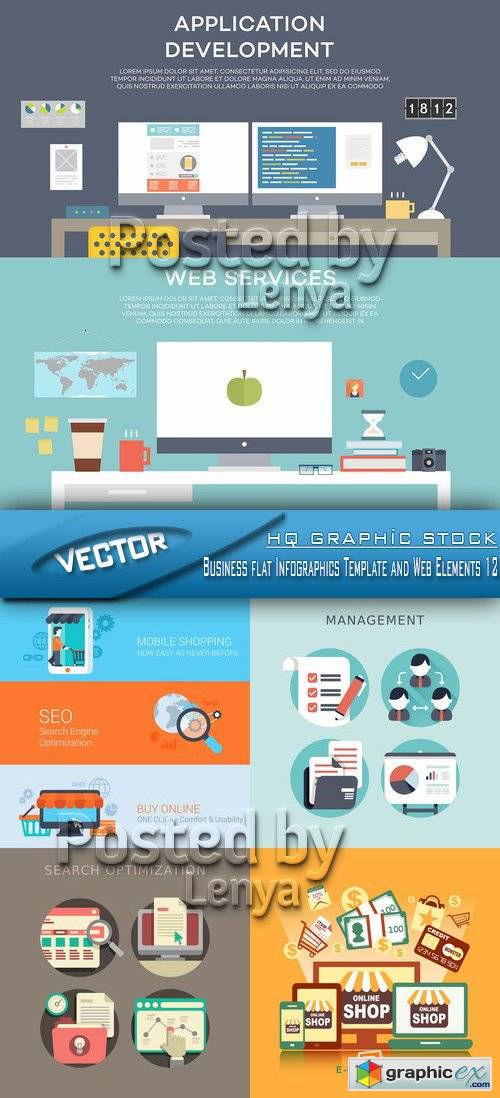 Stock Vector - Business flat Infographics Template and Web Elements 12