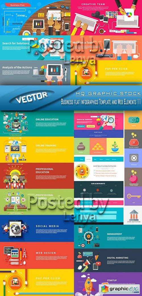 Stock Vector - Business flat Infographics Template and Web Elements 11