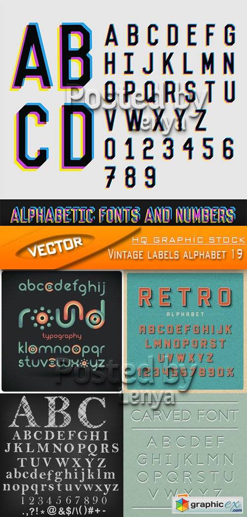 Stock Vector - Vintage labels alphabet 19