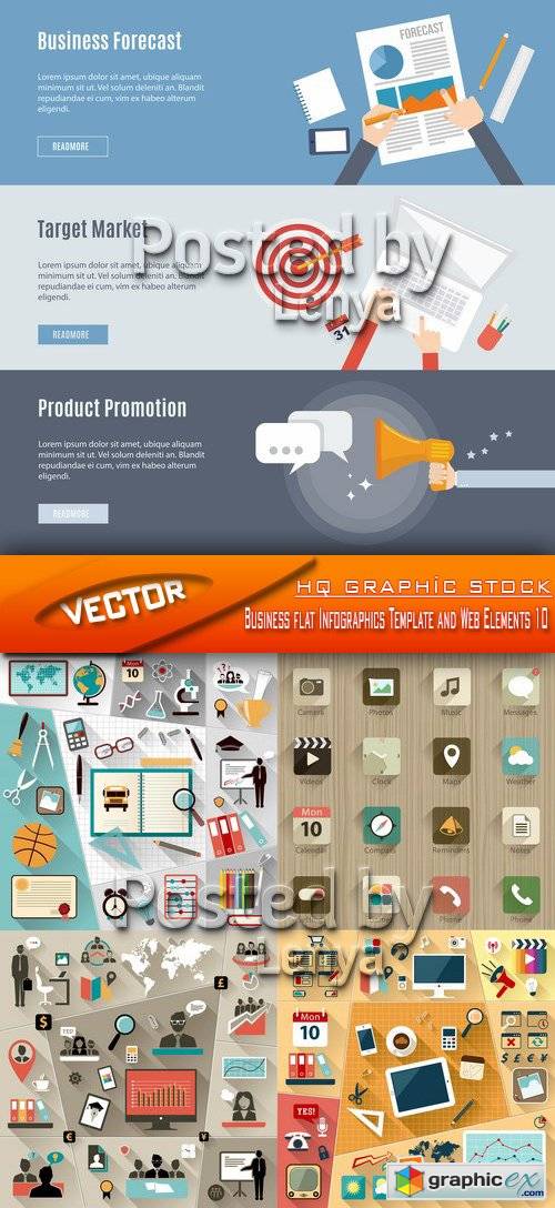 Stock Vector - Business flat Infographics Template and Web Elements 10