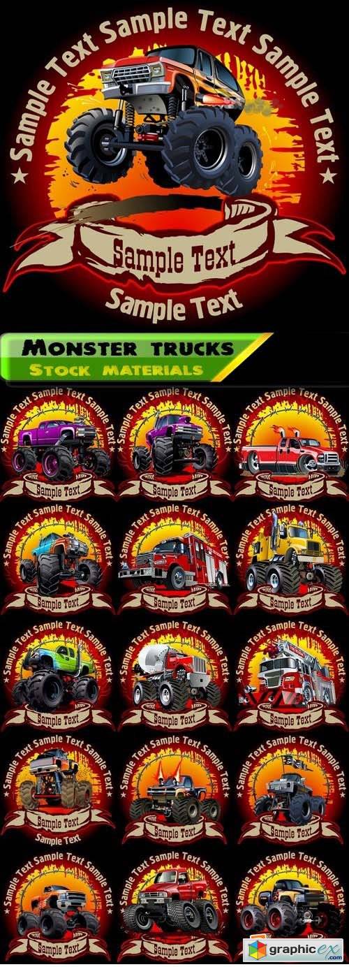 Illustrations of monster trucks 25xEPS