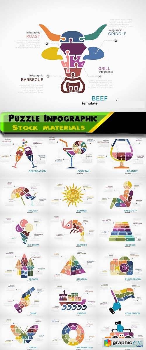 Puzzle Infographic Design Elements 25xEPS