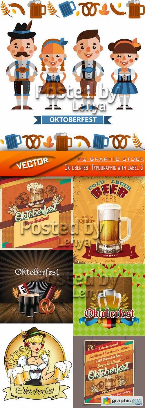 Stock Vector - Oktoberfest Typographic with label 3