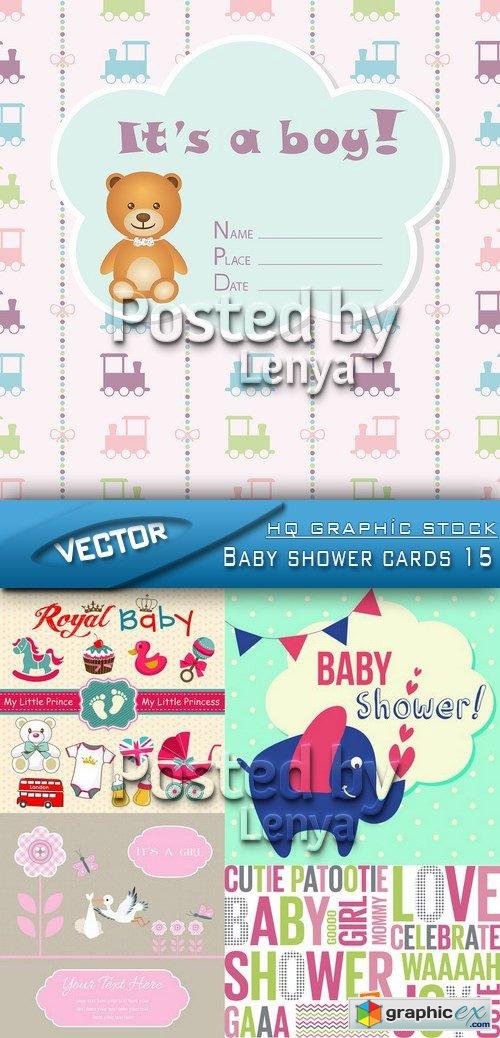 Stock Vector - Baby shower cards 15