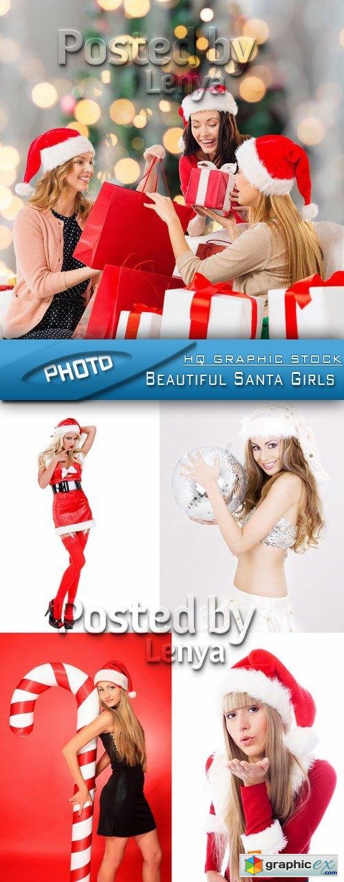 Stock Photo - Beautiful Santa Girls