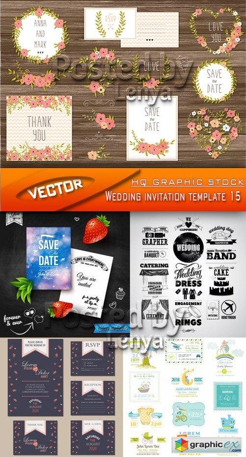 Stock Vector - Wedding invitation template 15