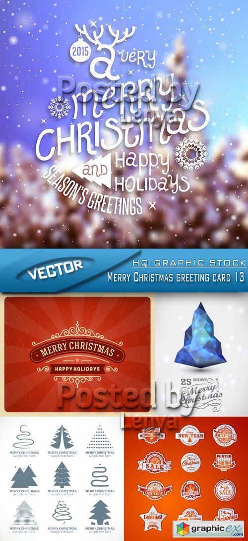 Stock Vector - Merry Christmas greeting card 13