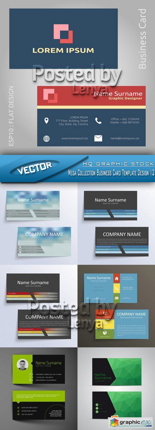 Stock Vector - Mega Collection Business Card Template Design 12