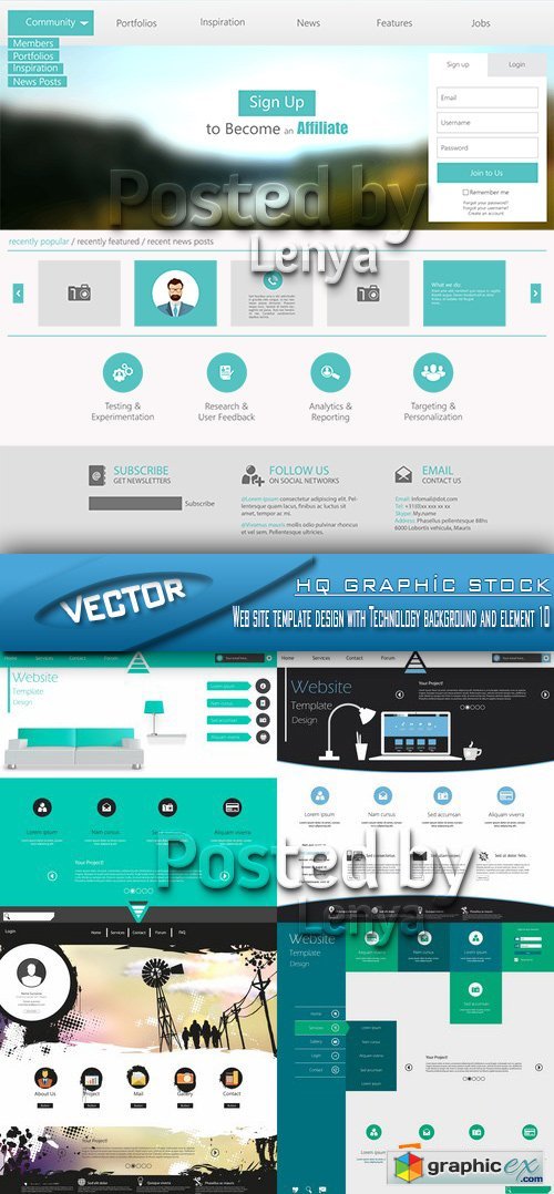 Stock Vector - Website Design Template with Web and mobile interface elements 5
