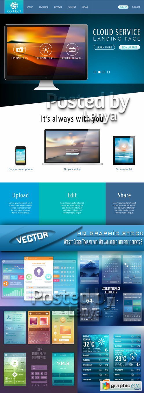 Stock Vector - Web site template design with Technology background and element 10