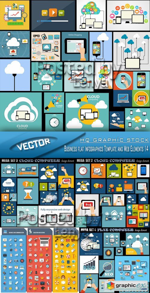Stock Vector - Business flat Infographics Template and Web Elements 14