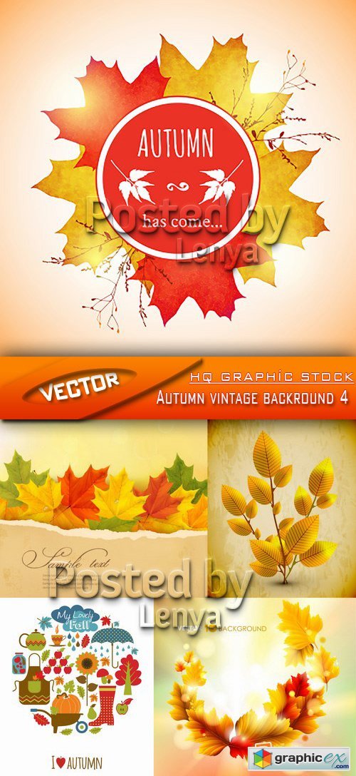 Stock Vector - Autumn vintage backround 4
