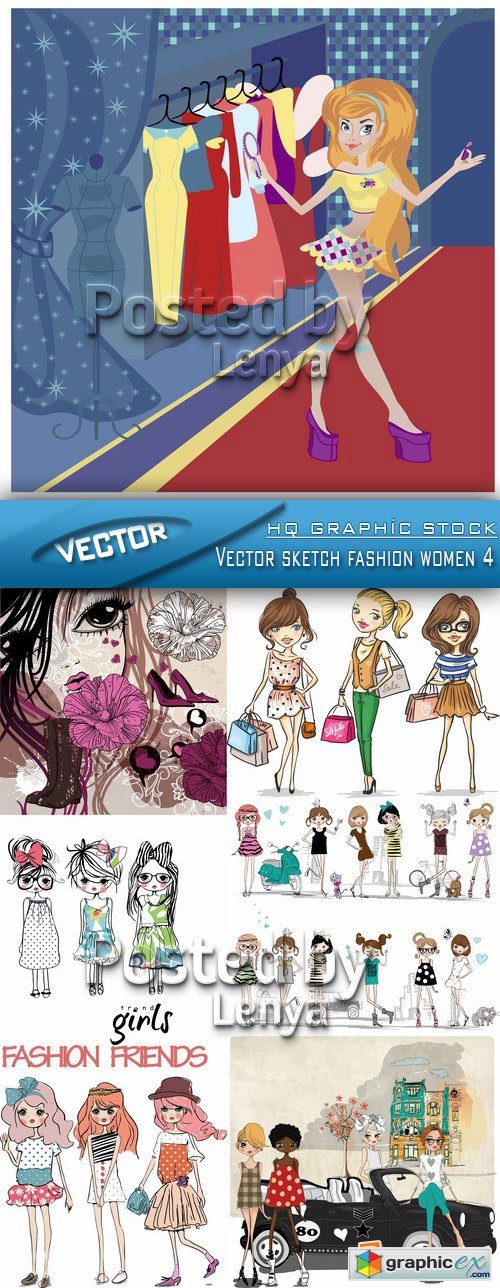 Stock Vector - Vector sketch fashion women 4