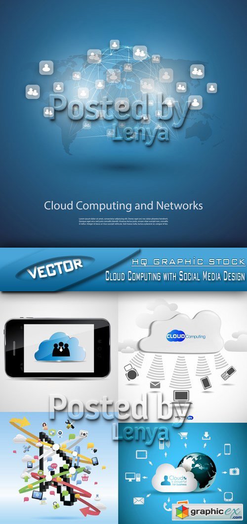 Stock Vector - Cloud Computing with Social Media Design