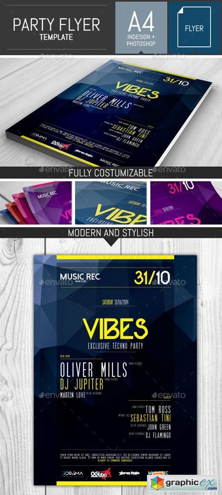 Electro Party Flyer Template 9159543