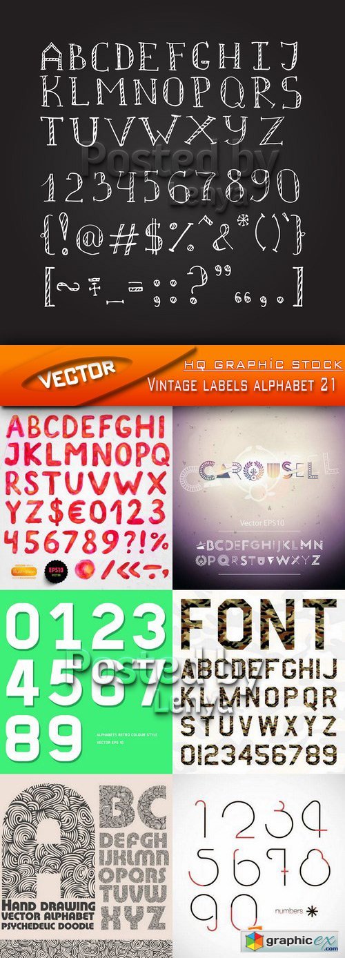 Stock Vector - Vintage labels alphabet 21