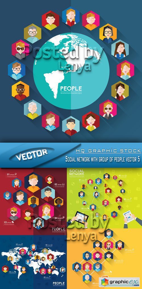 Stock Vector - Social network with group of people vector 5