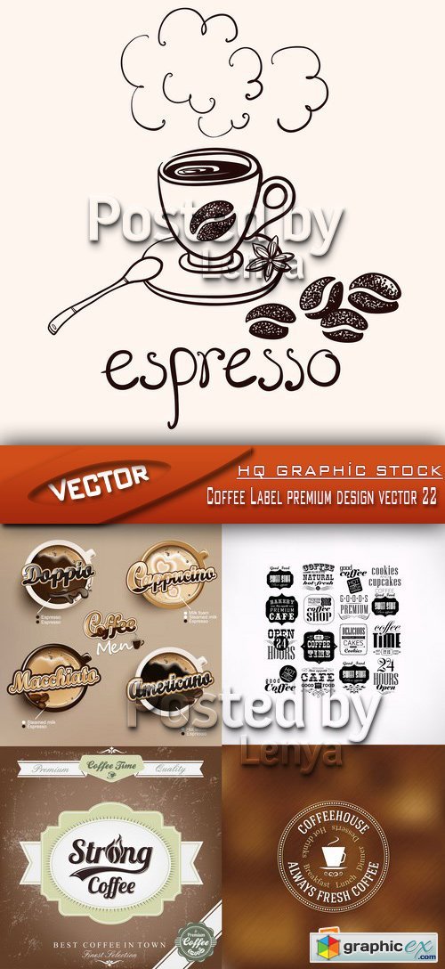 Stock Vector - Coffee Label premium design vector 22