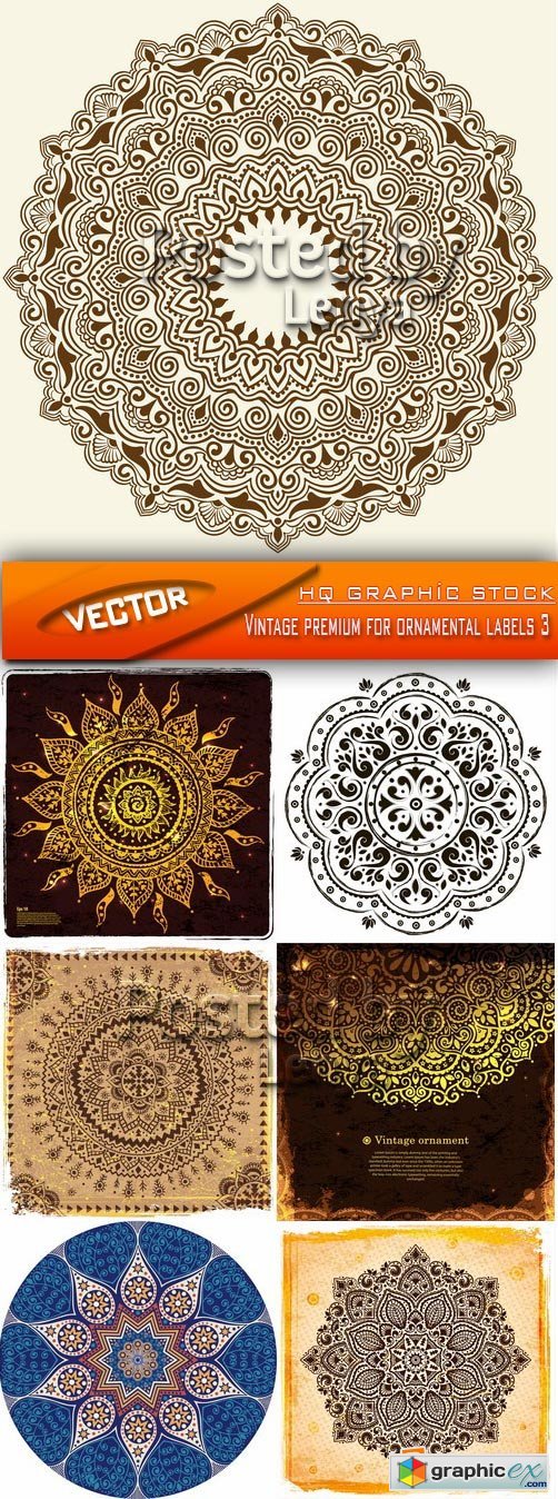 Stock Vector - Vintage premium for ornamental labels 3