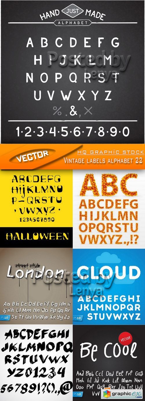 Stock Vector - Vintage labels alphabet 22