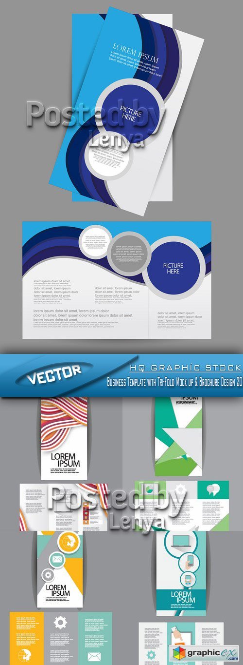 Stock Vector - Business Template with Tri-Fold Mock up & Brochure Design 20