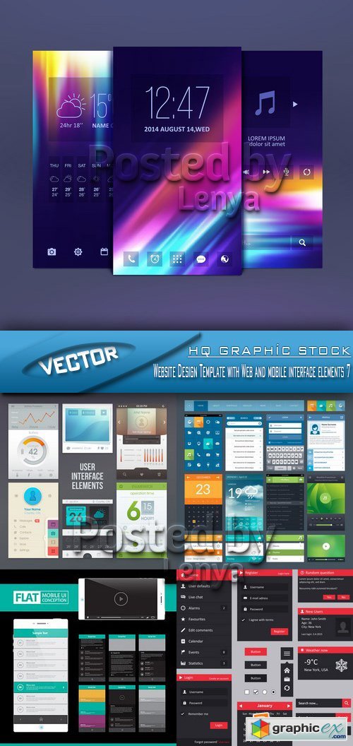 Stock Vector - Website Design Template with Web and mobile interface elements 7