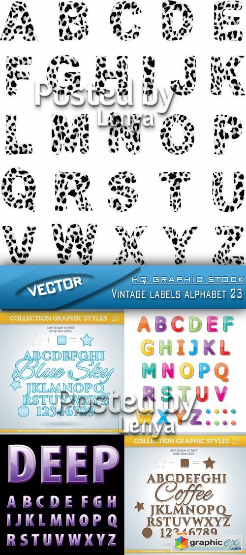 Stock Vector - Vintage labels alphabet 23
