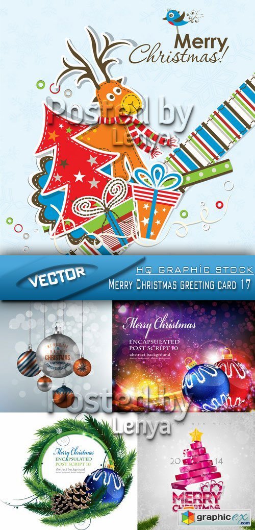 Stock Vector - Merry Christmas greeting card 17