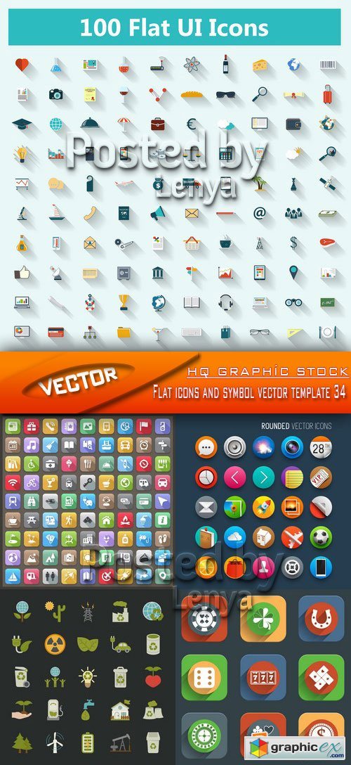 Flat icons and symbol vector template 34