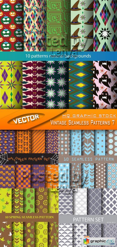 Stock Vector - Vintage Seamless Patterns 7