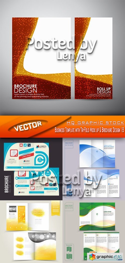 Stock Vector - Business Template with Tri-Fold Mock up & Brochure Design 18