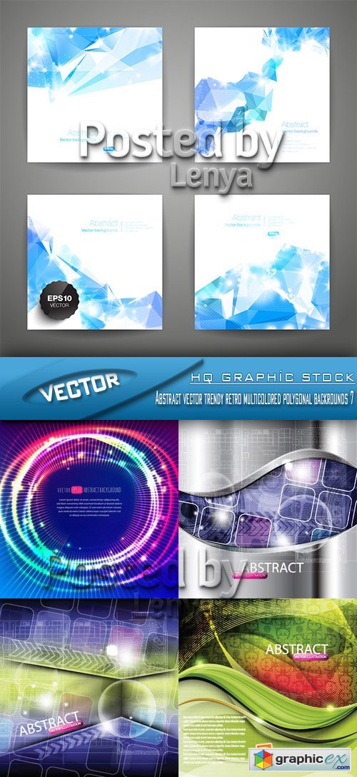 Stock Vector - Abstract vector trendy retro multicolored polygonal backrounds 7
