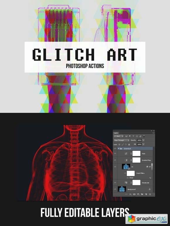 10 Glitch Art Photoshop Actions  39760