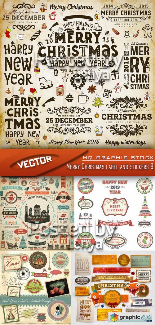 Stock Vector - Merry Christmas label and stickers 8