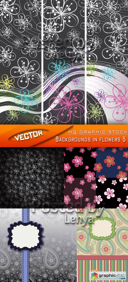 Stock Vector - Backgrounds in flowers 5
