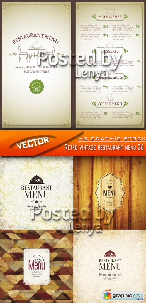 Stock Vector - Retro vintage restaurant menu 26