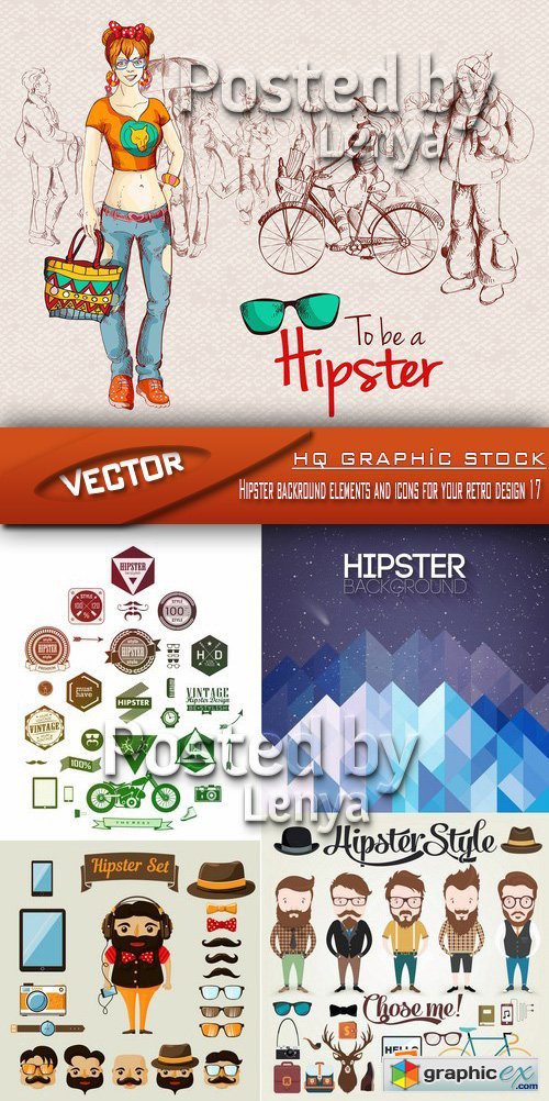 Stock Vector - Hipster backround elements and icons for your retro design 17
