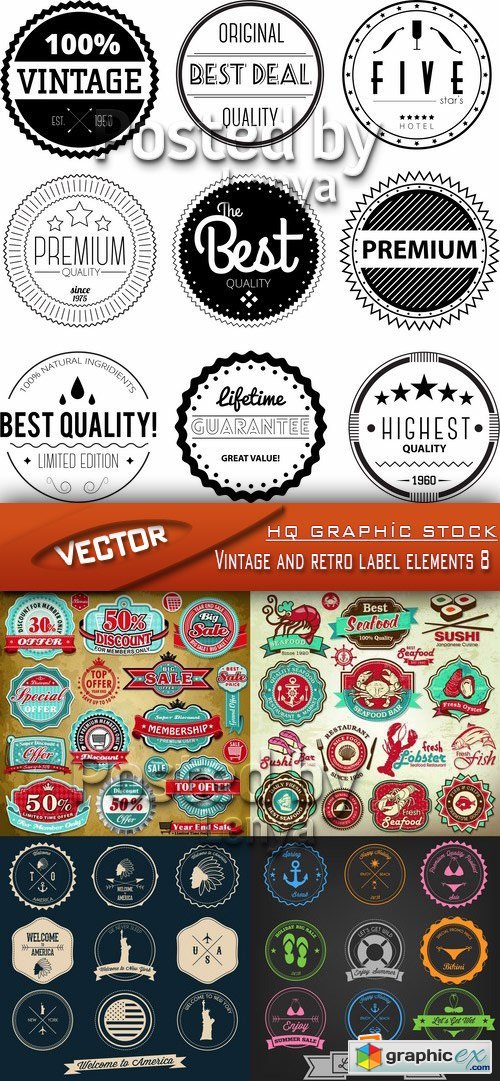 Stock Vector - Vintage and retro label elements 8