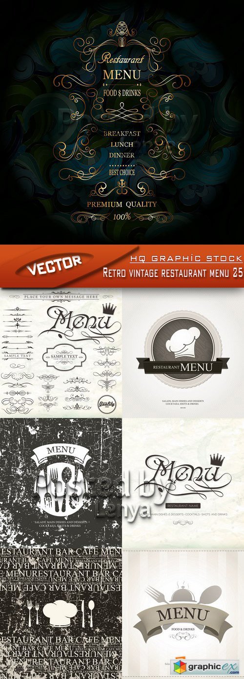 Stock Vector - Retro vintage restaurant menu 25